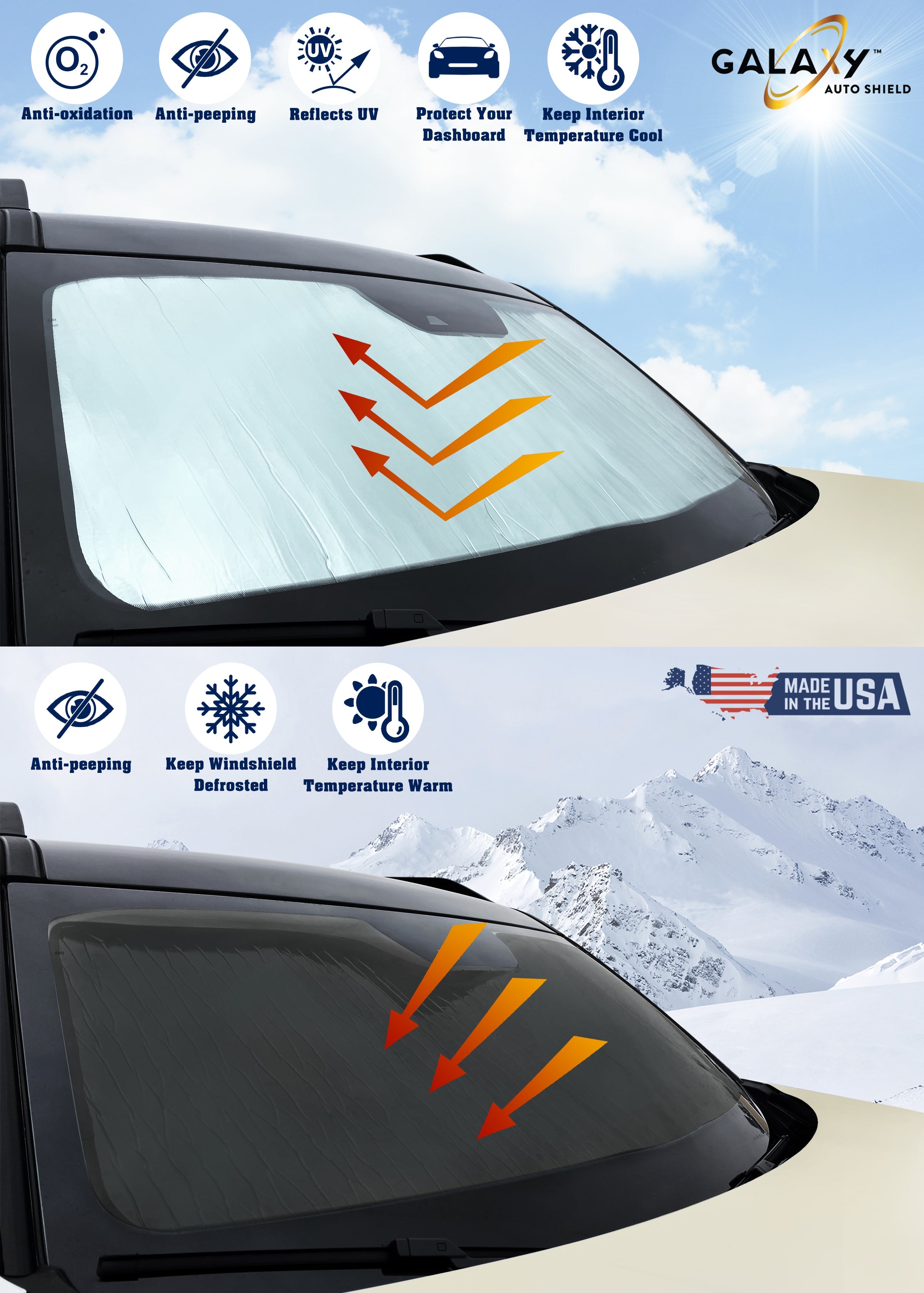 Windshield Sun Shade for 2015-2019 Chevrolet Silverado 2500/3500 Pickup Truck