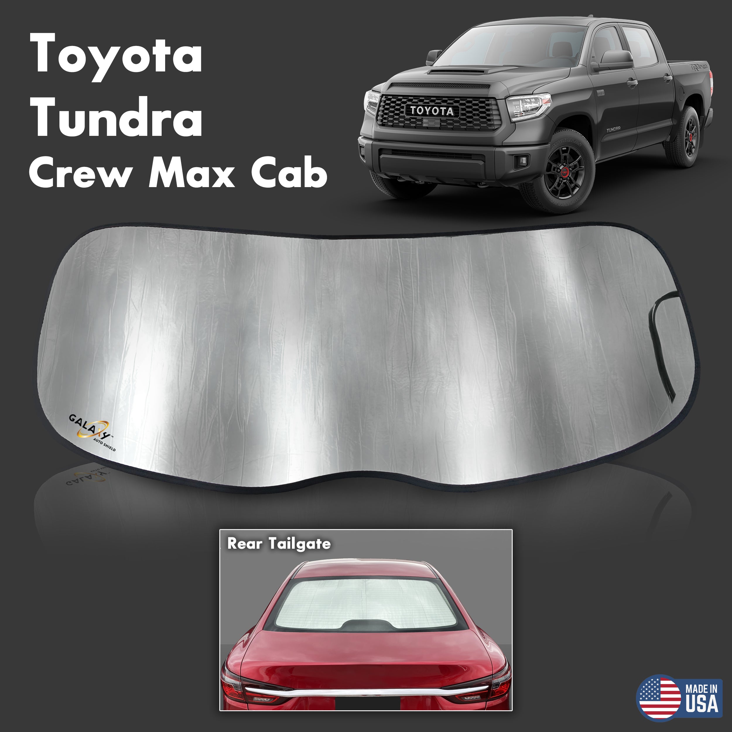 Rear Tailgate Window Sun Shade for 2007-2021 Toyota Tundra Pickup | Crew Max Cab